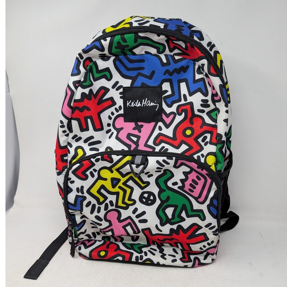 Keith Haring Mad Engine Backpack All Over Print Pop Art Dancing Figures Multi